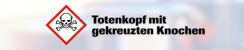 Piktogramm Totenkopf mit gekreuzten Knochen