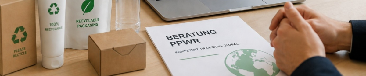verpackungsverordnung, Schreibtisch mit einem Dokument mit Hinweisen zur Verpackungsverordnung